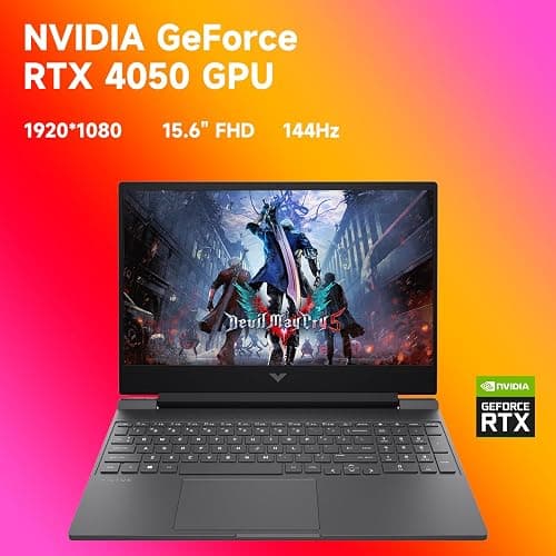 HP Victus RTX 4050 AI Gaming Laptop with Copilot, 15.6 FHD 144Hz, AMD Ryzen 7 7445HS(Beats Intel i7-13700), NVIDIA RTX 4050, 32GB DDR5 RAM, 1TB SSD, Backlit KB, Bundle with PCO Laptop Cooler thumbnail 4