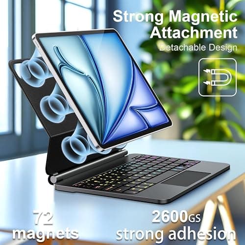 for iPad Air 11 inch Case with Keyboard (M3/M2, 2025/2024), iPad Pro 11 (4th/3rd/2nd/1st Gen) & Air 5/4th,Magic-Style Magnetic – Floating Cantilever Stand - Multi-Touch Trackpad (Black) thumbnail 3