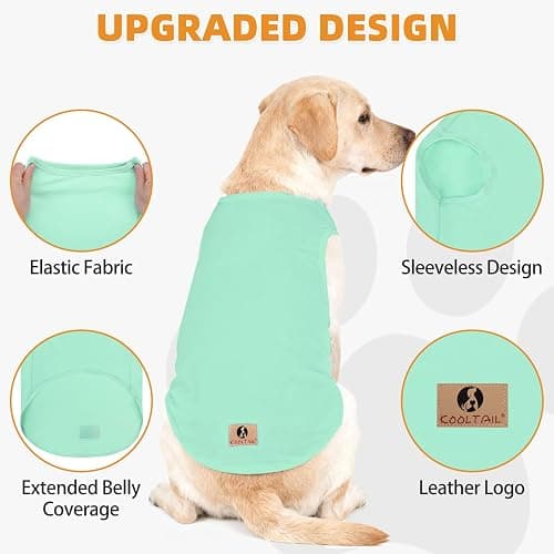 KOOLTAIL Dog Clothes for Large Dogs Girl Boy, 2 Pack Cotton Comfortable Dog T Shirts Coats for Outdoor, UV & Insect Protection Anti-Hair Loss & Lightweight Pet Vest Tank Tops Apparel,Green&Purple,2XL thumbnail 3
