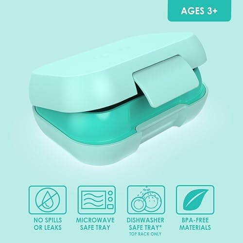 Bentgo Kids Snack - 2 Compartment Leak-Proof Bento Box Container for Snacks and Small Meals, Easy-Open Latch, Dishwasher Safe, BPA-Free for School, Daycare, & Sports - Ideal for Ages 3+ (Aqua) thumbnail 4