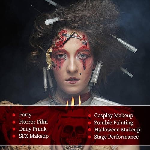 MEICOLY 0.5OZ Edible Fake Blood with 6 Packs Empty Capsules,Washable Stage Blood Sangre Falsa,Realistic Dripping Sticky Fake Blood for Halloween, SFX,Special Effect Makeup for Zombie Vampire thumbnail 9