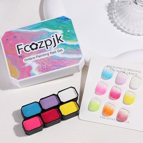 Fcozpjk Ombre Paint Nail Gel, 9 Colors Neon Gradient Patting Gel Polish with 50PCS Sponges Aura Nails Blush Flower French Tips Drawing Summer Hot Pink Green Blending Gels Manicure Palette UV/LED Cure thumbnail 6