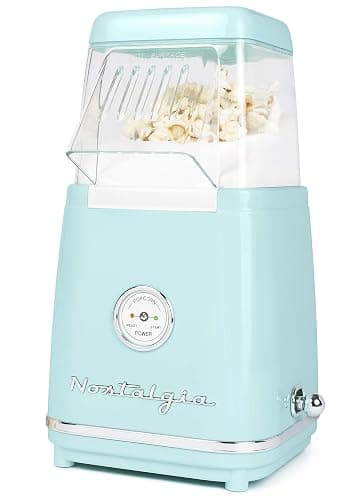 Nostalgia CLHAP12AQ Classic Retro Healthy Hot-Air Tabletop Popcorn Maker, Makes 12 Cups, with Kernel Measuring Scoop, Oil Free, Perfect for Birthday Parties, Movie Nights, Aqua - Image 1