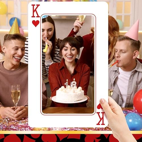 2 Pcs Casino Night Party Decoration 24 x 15 Inch Jumbo Playing Cards Giant Playing Card Board Cut Out Casino Photo Booth Prop Frame Vegas Party Decoration for Carnival Poker Night Decor (K,Q) thumbnail 6