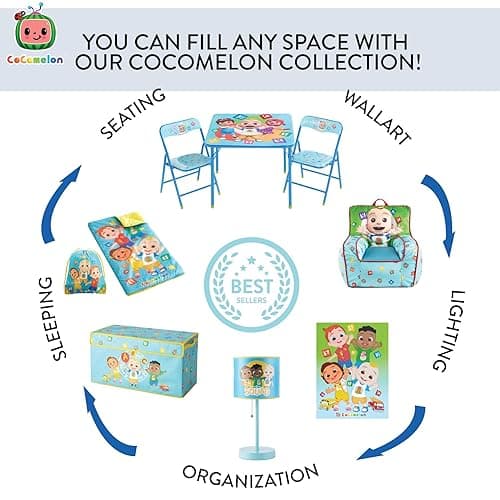 Idea Nuova Cocomelon Blue Round Bean Bag Chair for Kids, Ages 3+, Large thumbnail 9