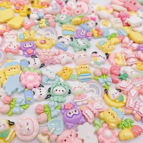 FULUSODO 60pcs Embellishments Cute Set, Flat Back Bulk Mixed Resin Ornament Scrapbooking Set thumbnail 5