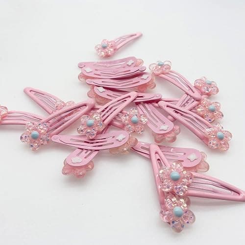 20 Pcs Cute Pink Flower Metal Snap Barrettes and Hairpins for Little Girls Kids Children thumbnail 6