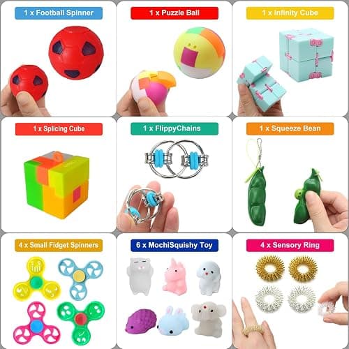 Fidget Simple Fidget Pack, 35pcs Fidget Toys Set with Popping Fidget Sensory Toys for Kids and Adults, Stress Relief Kit Gifts for Party Favors Classroom Prizes Easter Basket Stuffers Egg Fillers thumbnail 5