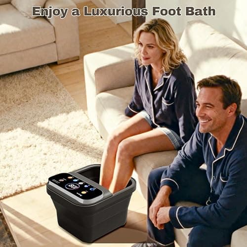 Ranjova Foot Spa Electric Rotary Massage, with Touchscreen Pro Color Display, Collapsible Foot Bath with Heat, Bubble,Remote Control, Temp Control, and 24 Motorized Shiatsu Massage Balls (Dark Grey) thumbnail 8