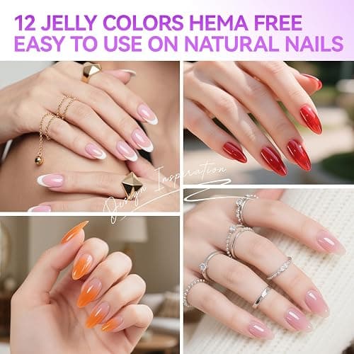 Gelike EC Jelly Color Gel polish: 12 Nail Gel Colors Set with Hema Free Formula One Coat Coverage Easy to Use Brush On Natural or Acrylic Nails Long Lasting for Teens and Young Women Manicure DIY Home thumbnail 2