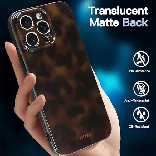 Wlxee Phone Case for iPhone 15 Pro Cute Stylish Leopard Aesthetic Tortoise Amber Design Slim Shockproof Translucent Matte Brown Clear Case for iPhone 15 Pro, Deep Tortoise Print thumbnail 3