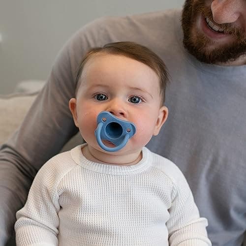 Dr. Brown's HappyPaci 100% Silicone, Newborn Baby Pacifiers 0-6 Months, BPA Free, White, Blue, Light Blue, Cool Gray, Green, and Ecru, 6 Pack - 6-Pack Variety - Blue & Green thumbnail 2