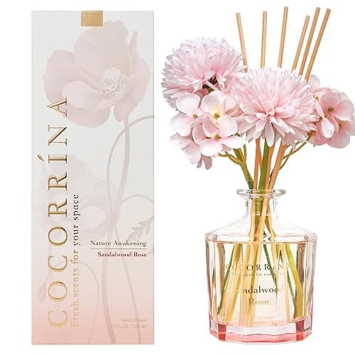 COCORRÍNA Reed Diffuser - Sandalwood Rose 8.5 Fl.oz Flower Reed Diffuser Set with 8 Sticks, Home Fragrance Reed Diffuser for Home Bedroom Office Bathroom Shelf Decor (Master Collection) thumbnail 7