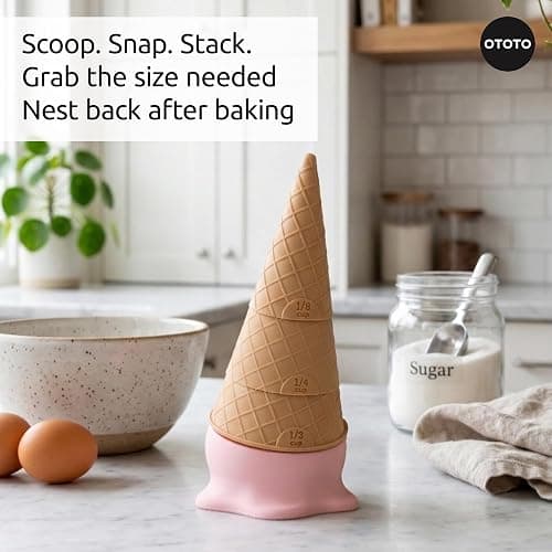 OTOTO Coney Ice Cream Measuring Cups Set – Detachable Plastic Measuring Cup Set for Baking & Cooking, Cute Measuring Cups for Liquid, Cute Baking Supplies, Kitchen Gadgets, Baking Gifts thumbnail 6