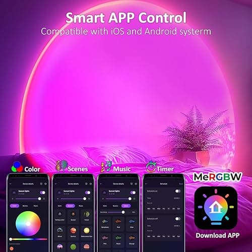 Kangtaixin Sunset Lamp - Lampada da Tramonto RGB – Controllo App, Connettore USB, Proiettore LED Girevole a 180°, Luce D'atmosfera Romantica, Adatta per Fotografia, Selfie, Decorazione del Soggiorno thumbnail 3