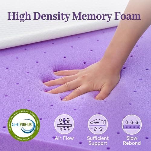 SINWEEK 2 Inch Gel Memory Foam Mattress Topper Twin XL Size/Twin Extra Long, Ventilated High Density Pad for Back Pain, Bed Topper with Removable Soft Cover, CertiPUR-US Certified - Twin XL(39 x 80 inch) - 2 Inch (White Cover) thumbnail 5