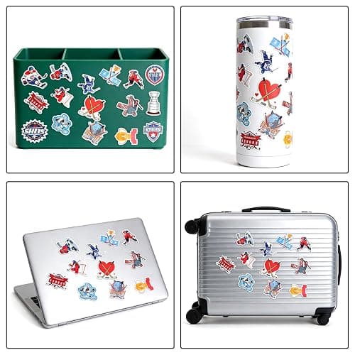 XRVRILE Lot de 220 autocollants de hockey et pince à épiler, autocollants de hockey sur glace, autocollants esthétiques, vinyles, imperméables, graffiti, pour skateboard, voiture, ordinateur portable thumbnail 7