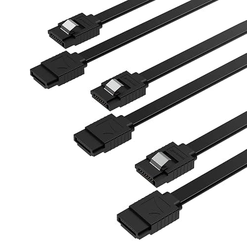 SABRENT SATA III Cable 6Gbps 50cm (3 Pack) – Locking Latch SATA Cable for SSD HDD PC Desktop Motherboard (CB-SFK3) - Image 1