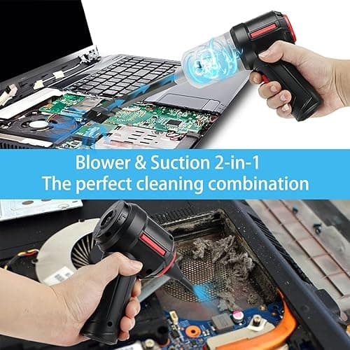 Meudeen Air Duster - Computer Vacuum Cleaner - for Keyboard Cleaning- Cordless Canned Air- Powerful - Energy-Efficient(Air-01) - Black thumbnail 4