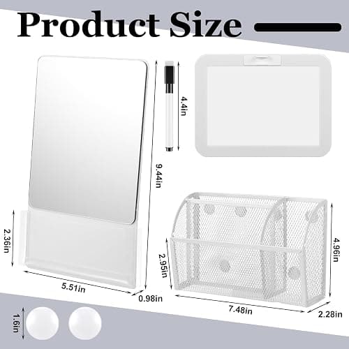 Fuyoooo 5 Pcs Magnetic Locker Accessories Organizer Kit, Classic, White thumbnail 3