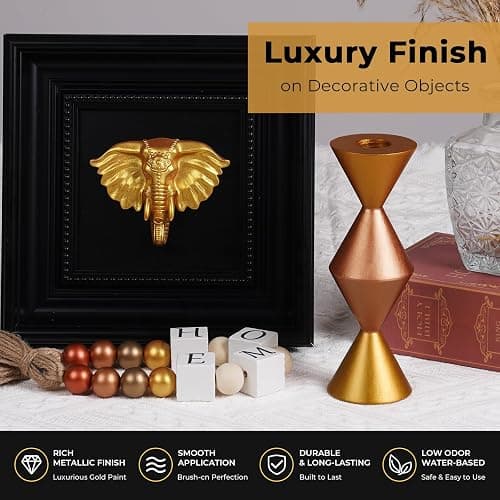 Nicpro Metallic Gold Acrylic Paint, 8.45oz/250ml Large Gold Leaf Paint | Non Toxic, Non Fading Craft Paints for Metal, Wood, Clay, Fabric, Canvas, Furniture, Handcrafts, Art Supplies thumbnail 4