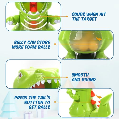 EagleStone Dinosaur Shooting Toys for Boys 5 6 7 8 9 Years Old, Electronic Kids Target Games w/ Air Pump Gun, LCD Score Record, Sound, 24 Foam Balls, Birthday Party Favor,Christmas Gifts for Toddlers thumbnail 6