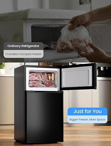 COWSAR 2.5 Cu.Ft Mini Fridge with Freezer, Double Reversible Door Compact Dorm Refrigerator with 2 Removable Shelves, Commercial Apartment Fridge for Bedroom, Office, Kitchen, Dorm, Black thumbnail 8