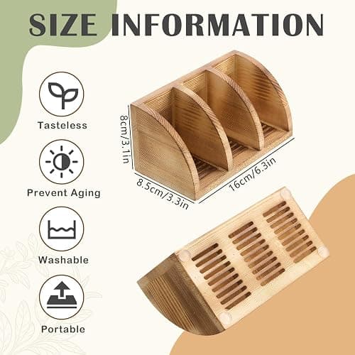 Shampoo Bar Holder Multi Bar Soap Dish, Wooden, 6.3 x 3.3 x 3.1 Inch | 3 Slots,Self Draining Soap Holders Rack for Shower Conditioner Bathroom Organizer, Natural Wood Tray, Prevents Bar Softening thumbnail 3