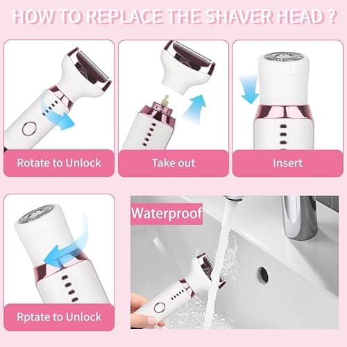 Beanify Electric Razors LED Display for Women Men, 2025 Wet/Dry Lady Electric Shaver,4 in 1 Cordless Hair Remover with IPX7 Waterproof,Smooth & Silky Portable Bikini Electric Grooming Set thumbnail 6