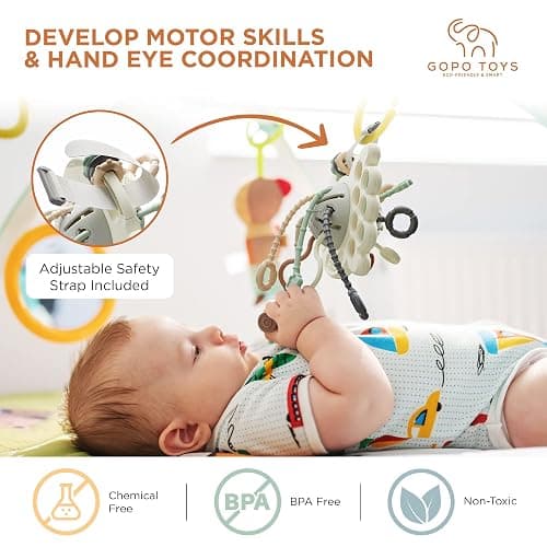 GOPO TOYS Baby Airplane Toys – Montessori Silicone Pull String Fidget for Babies 18 Months+ – Travel Toy for Plane, Car, and Stroller – Teether & Sensory Play thumbnail 3
