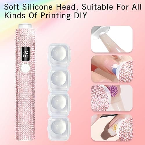 peccera Handheld UV Light for Gel Nails, Glitter UV Nail Lamp, Cordless Portable Mini Gel Nail Lamp for Fast Curing, Rechargeable LCD Polish Nail Dryer for DIY Manicure Decor - Pink Diamond thumbnail 3