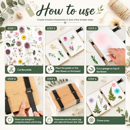 Suziko Professional Flower Press Kit 6 Layers 6.3 x 8.3 inch, Flower Pressing Kit for Adults Kids, Leaf Press,Great Gift Valentine's Day thumbnail 3