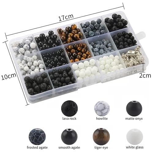 Stone Beads for Jewelry Making, Charm Bracelet Making Kit, 450Pcs Beads for Bracelets Making Kit DIY Magnetic Bracelets for Couples Lovers thumbnail 3