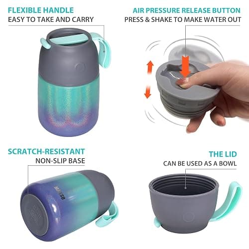 MAXSO Soup Thermo for Hot & Cold Food for Adults Kids, 17 oz Vacuum Insulated Steel Lunch Container Bento Box with Spoon, Leakproof Thermal Food Jar for School Office Travel - Rainbow thumbnail 6