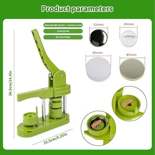 Button Machine 32 mm Button Maker Machine with 100 Button Pieces, Picture & Circle Cutter, Push Pull Press Badge for DIY Gifts, Pin Maker, Button Making thumbnail 2
