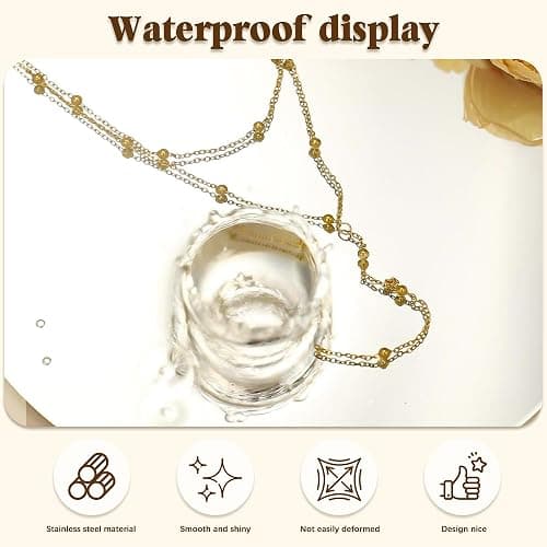 Fnionvn Necklace for Women 18K Gold Plated Stainless Steel Necklace Non Tarnish Layered Necklaces Long Gold Necklace Stack Trendy Y-shaped Charm Necklace Summer Gifts for Women thumbnail 3