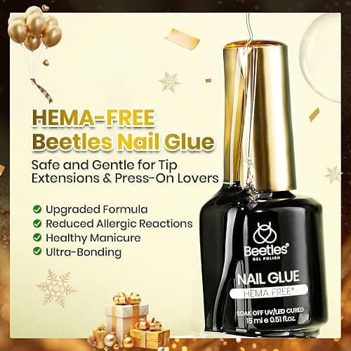 Beetles 2Pcs 15ml HEMA-Free Nail Glue Gel for Acrylic Nail Tips & Clear Press On Nails, Super Strong U V Nail Glue for Nail Extensions, DIY Long Lasting Nail Gel Kit thumbnail 2