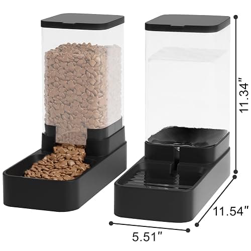 Wefeedy Automatic Cat Feeder and Water Dispenser in Set with Pet Food Bowl,Gravity Dog Waterer and Food Feeder for Small Medium Dog Cat Puppy Kitten Large Capacity(3.8L,Black) thumbnail 2