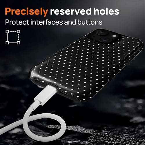 MQJCYB Magnetic Case for iPhone 14 iPhone 13 Design,Compatible with MagSafe,Slim Protective Soft TPU Bumper Phone Cover Women Girls Case Polka Dot Aesthetics Black thumbnail 4