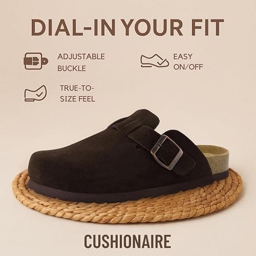 CUSHIONAIRE Hana - Genuine Leather Suede Classic Clog Womens Shoes - Slip On Mule Comfortable Shoes for Women thumbnail 5