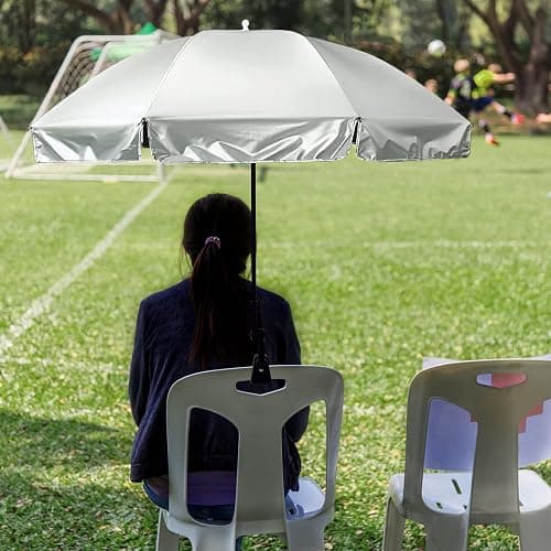 G4Free UPF 50+ Universal Clamp On Umbrella Adjustable Outdoor UV Protection Beach Chair Umbrella for Strollers, Wheelchairs, Patio Chairs, and Golf Carts thumbnail 9