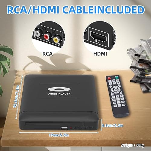 Mini HD DVD Player with Hdmi, Multi Region DVD Player for Smart TV, HDMI/RCA Output Cable Included, 1080P, Breakpoint Memory, Built-in PAL/NTSC, CD Players for Home thumbnail 5