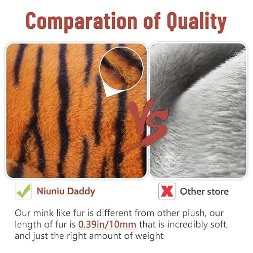 Niuniu Daddy 20" | 3.3 Pound Tiger Weighted Stuffed Animals for Adults, Stuffed Tiger Plush Toy for Toddler Teens Kids, Large Fluffy Plushy Pillow with Soft Fur for Present Christmas Birthday thumbnail 7