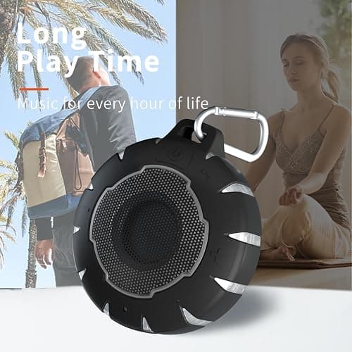 HEYSONG Waterproof Shower Bluetooth Speaker, Durable & Portable with Clear Sound, Ideal for Shower, Pool, Beach & Kayaking – Great Gift for All Ages - Black thumbnail 7