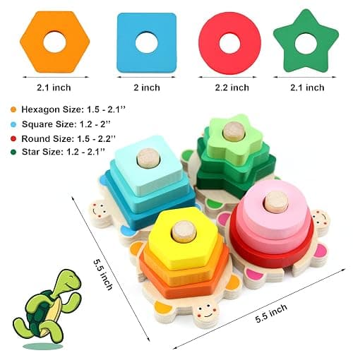 WOOD CITY Stacking Toys for Toddlers 1-3, Montessori Shape Sorter Baby Toys 12-18 Months, Wooden Block Educational Puzzle Toys for Boys Girls 1 2 3 4 Year Old Preschool Learning Gifts thumbnail 3