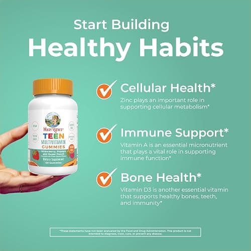 MaryRuth Organics Multivitamin for Teens | Teen Multivitamin Multimineral Gummies with Vitamin B, C, D and E, Biotin, Zinc | Teen Vitamins | Vegan | Sugar Free | Gluten Free | 60 Count thumbnail 5
