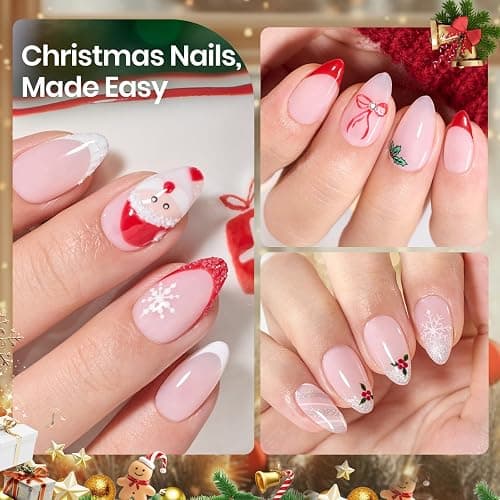 Beetles Gel Nail Tips Etch-X, Almond Short Christmas Limited Set, 288pcs 12 Sizes, Pre-Etched Half Matte Full Cover Soft Acrylic False Nail Tips Almond Shape Easy DIY Extension Salon Gift for Women thumbnail 2