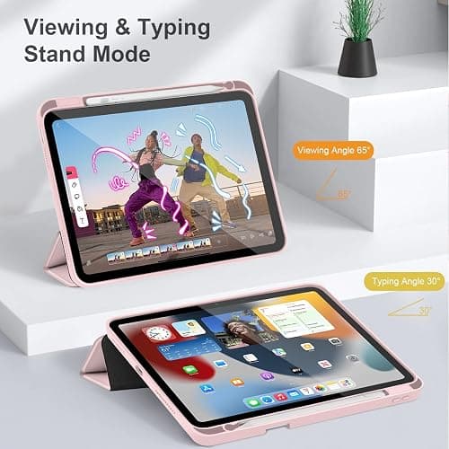 Tuiklol Case for iPad Air 11'' (M3 2025/M2 2024) 6th Gen/iPad Air 10.9'' 2022 2020 Air 5th /4th Gen, Buit in Pencil Holder with Shockproof Cover Clear Transparent Back Auto Wake/Sleep, Bow-Pink thumbnail 7
