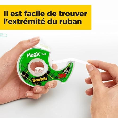 Scotch Magic Tape, Rouleaux de Ruban Adhésif Transparent avec Dévidoir, Lot de 3, Ruban de 19mm x 7.5m - Idéal pour le Bureau et l'École thumbnail 5