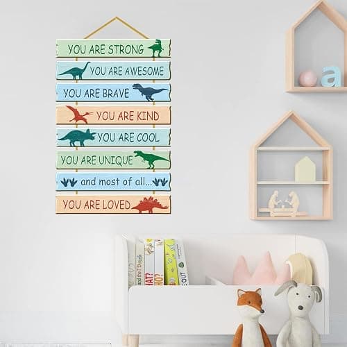 Rutiyoka Dinosaur Room Decor for Boys Bedroom Wall Dino Inspirational Art Kids Wood Decorations Little Boy Nursery Toddler Sign thumbnail 6